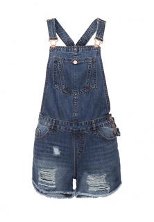 Комбинезон джинсовый Lost Ink DENIM SHORT DUNGAREE IN MID WASH