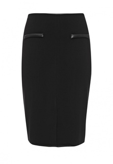 Юбка Lost Ink Curve Pencil Skirt in Ponte with PU pockets