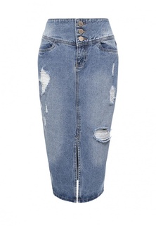 Юбка джинсовая Lost Ink HIGH WAISTED DENIM SHREADED