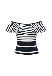 Топ Lost Ink VARI STRIPE RUFFLE BARDOT