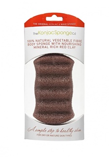 Спонж The Konjac Sponge Co для мытья тела Premium Six Wave Body Puff with French Red Clay (премиум-упаковка)