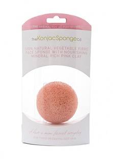 Спонж The Konjac Sponge Co для умывания лица Premium Facial Puff with Pink Clay (премиум-упаковка)