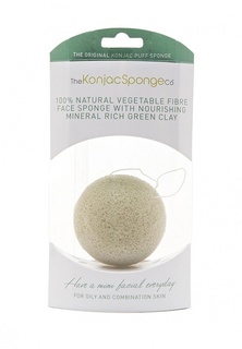 Спонж The Konjac Sponge Co для умывания лица Premium Facial Puff with French Green Clay (премиум-упаковка)