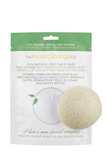 Спонж The Konjac Sponge Co для умывания лица Facial Puff Konjac Sponge Green Clay