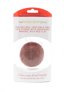 Спонж The Konjac Sponge Co для умывания лица Premium Facial Puff with French Red Clay (премиум-упаковка)