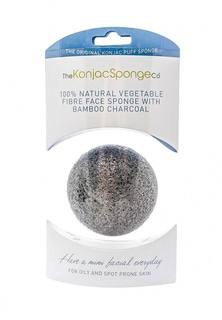Спонж The Konjac Sponge Co для умывания лица Premium Facial Puff with Bamboo Charcoal (премиум-упаковка)