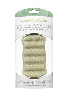 Спонж The Konjac Sponge Co для мытья тела Premium Six Wave Body Puff with French Green Clay (премиум-упаковка)
