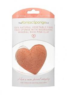 Спонж The Konjac Sponge Co для умывания лица Premium Heart Puff with French Pink Clay (премиум-упаковка)