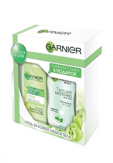 Набор Garnier Tающее молочко для тела, с бифидокомплексом и алоэ вера, увлажняющее, 250 мл, Гель-пенка для лица Основной уход, очищающий, для нормальной и смешанной кожи, 200 мл