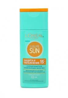 Молочко LOreal Paris Sublime Sun Освежающее для лица и тела Защита и Увлажнение солнцезащитное SPF15 с соком Алоэ и экстрактом зеленого чая 200 мл