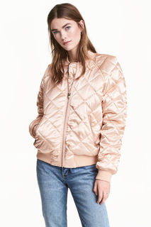 Стеганый бомбер из атласа H&M