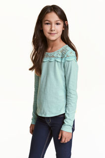 Топ с кружевной кокеткой H&M