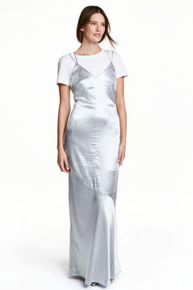 Длинное атласное платье H&M