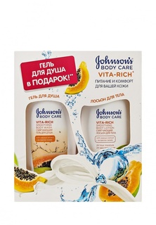 Набор Johnson &amp; Johnson Johnsons Body Care VITA-RICH Лосьон для тела с экстрактом Папайи Смягчающий 250 мл, Гель для душа с экстрактом Папайи Смягчающий 250 мл