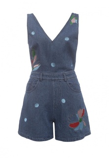 Комбинезон джинсовый Lost Ink PLUNGE DENIM PLAYSUIT WITH EMBROIDERY