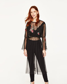 Туника из тюля с вышивкой Zara