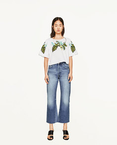 Блуза с вышивкой «листья» Zara