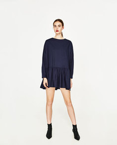 Короткое платье из поплина Zara