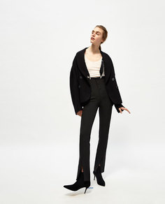 Двубортный пиджак с накладными карманами Zara
