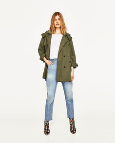 Короткий тренч с капюшоном Zara