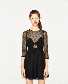 Платье из кружева с бантом Zara