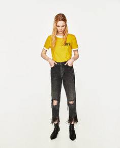 Джинсы mom fit с высокой посадкой Zara