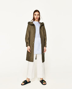 Длинный тренч с капюшоном Zara