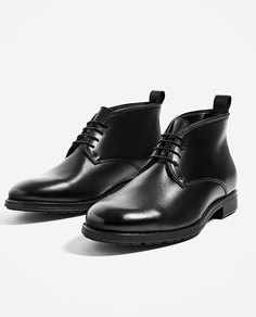 Черные кожаные ботинки на подкладке Zara