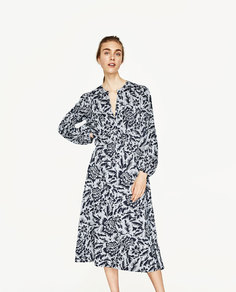Платье миди с принтом Zara