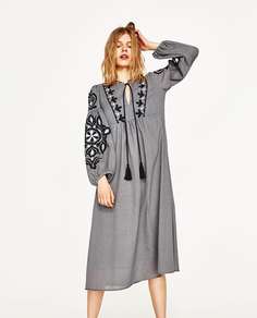 Платье с вышивкой Zara