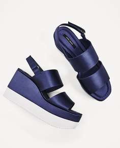 Сандалии с ремешками из атласа, на платформе Zara