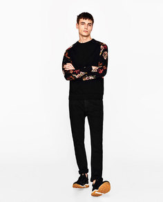 Толстовка с цветочным узором на рукавах Zara