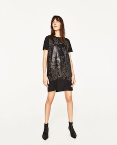 Платье с прорезиненной отделкой Zara