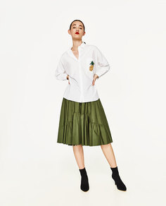 Рубашка из поплина с вышивкой «ананас» Zara
