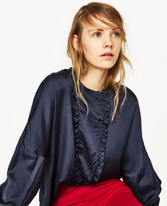 Блуза из сатина с воланами Zara