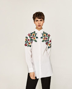 Рубашка в стиле oversize с цветочным узором Zara