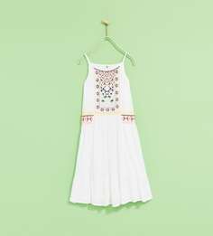 Длинное платье с вышивкой Zara