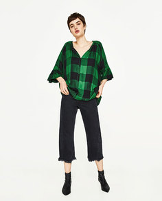Рубашка в зеленую клетку Zara