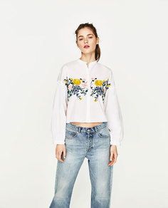 Рубашка с цветочной вышивкой Zara