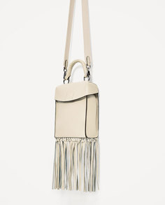 Кожаная сумка с бахромой Zara