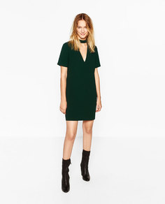 Мини-платье с деталью на горловине Zara