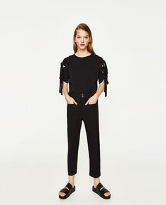 Футболка с узлами на рукавах Zara