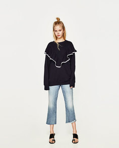 Толстовка в стиле oversize с воланом спереди Zara