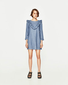 Джинсовое платье с воланами Zara