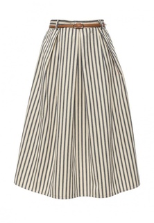 Юбка Lost Ink STRIPE LINEN BELTED MIDI