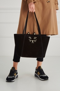 Замшевая сумка-шопер Mini Feline Shopper Charlotte Olympia