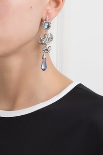 Серебряные серьги с сапфирами и бесцветными топазами «Гриффоны» Axenoff Jewellery