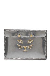 Визитница из металлизированной кожи Feline Card Holder Charlotte Olympia