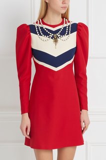 Платье из шерсти и шелка Gucci