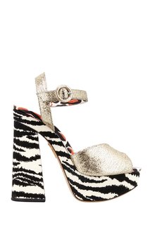 Босоножки из льна и металлизированной кожи Wild At Heart Charlotte Olympia